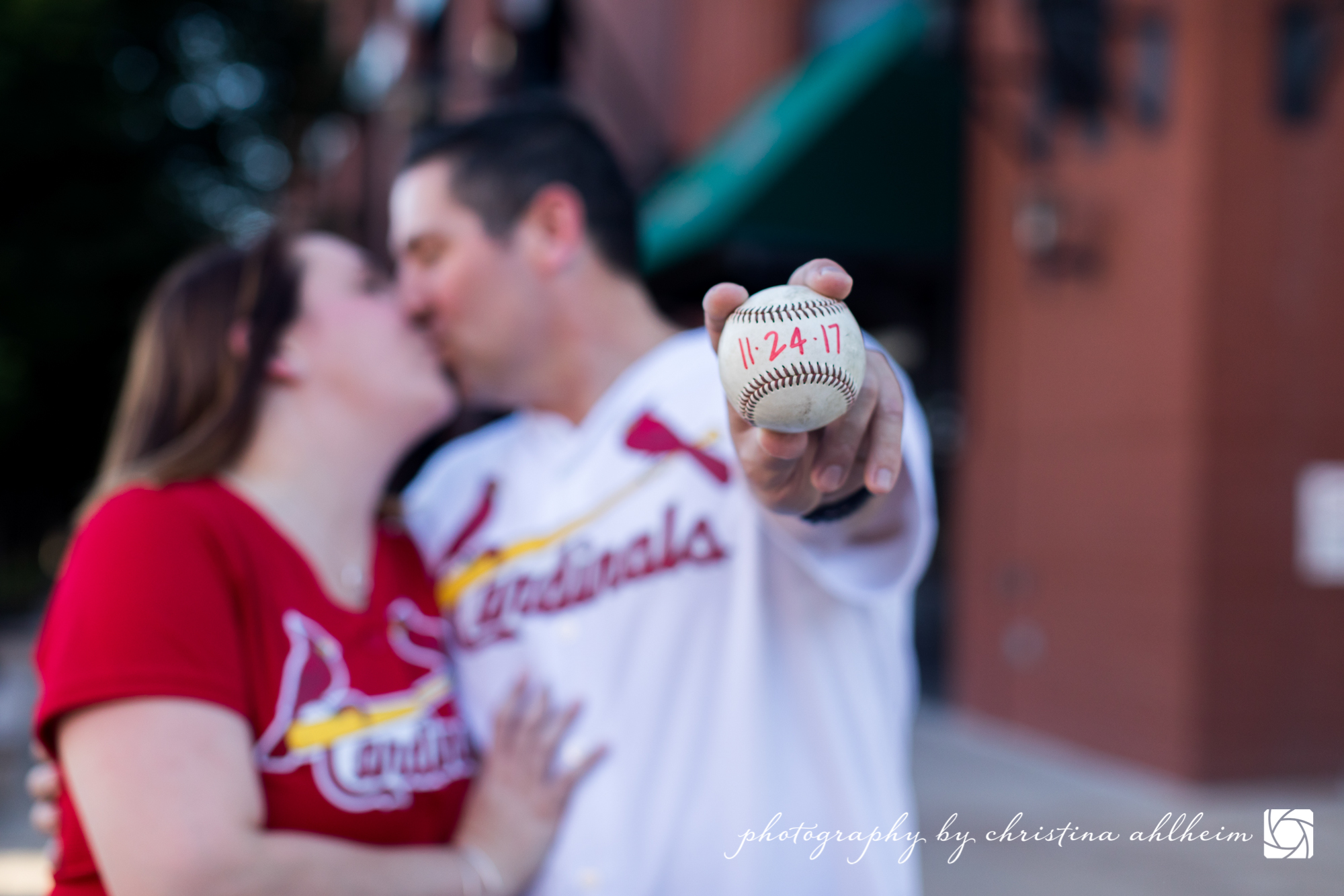 Busch Stadium and Lafayette Park Engagement Photography